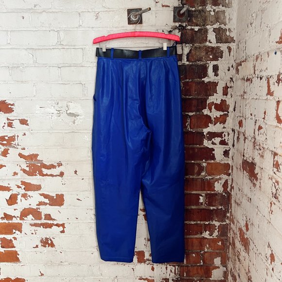 Incredible 80's Vintage Soft Leather Purple High Waisted Pants | w/belt - Picture 3 of 3